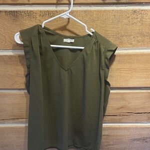 Maurices Olive Sleeveless V-Neck Blouse